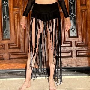 IHeartRaves fringe shorts black size S
